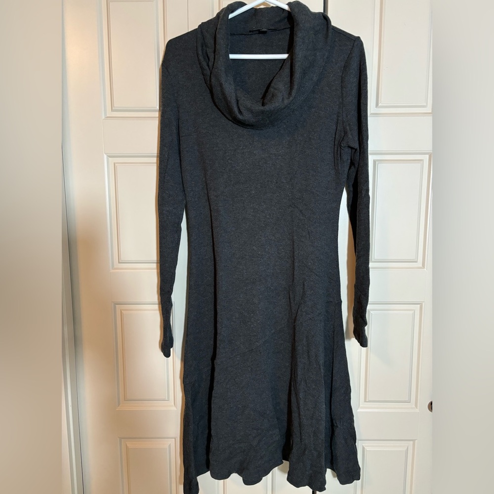 Banana Republic Gray Cowl Neck fit & flare knit sweater Dress Sz L